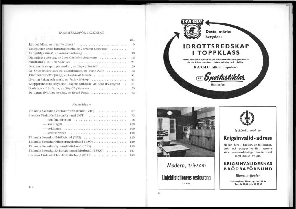 L åt det blåsa, av Ch yisler Boucht INNE HALLSFÖRTECKNING R eflexioner kring idrottsmedicin, av Torbjörn Lassenius.... Vår guldgymnast, av Rainer Ståhlberg... :.