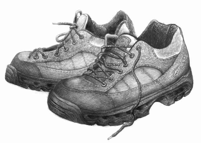 SKISSA DINA SKOR 4 B penna ritpapper (A4) sudd en sko eller stövel 6. Måla med spindellinjer konturerna på din sko. 7.