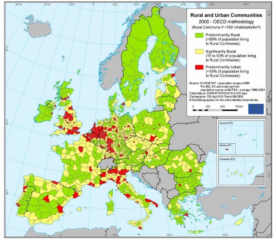 personer per kvadratkilometer som landsbygdskommuner 28. Endast Skåne och Stockholm klassas som något annat än Predominantly Rural se Figur 4.