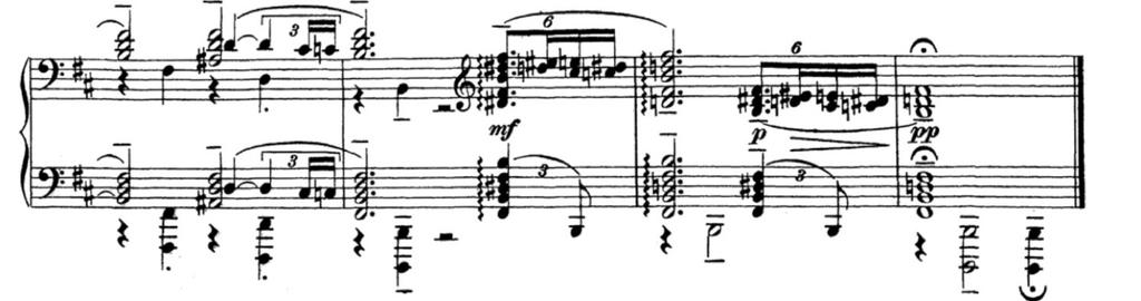 Fig 9. Utdrag från S. Rachmaninov 13 Preludes Pour Piano Op. 32, s. 43. Edition A. Gutheil.