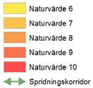 Höga naturvärden 3 6 7 2 4 1 0 500 1 000 m 5 8 Identifierade spridningskorridorer 1. Västra Lammen, Ljungsberget - Lejonbacken Prioriterade naturtyper är äldre bokskog och äldre ädellövträd. 2. Norra Lammhult Centrum Prioriterade naturtyper är äldre ädellövträd och äldre barrskog.