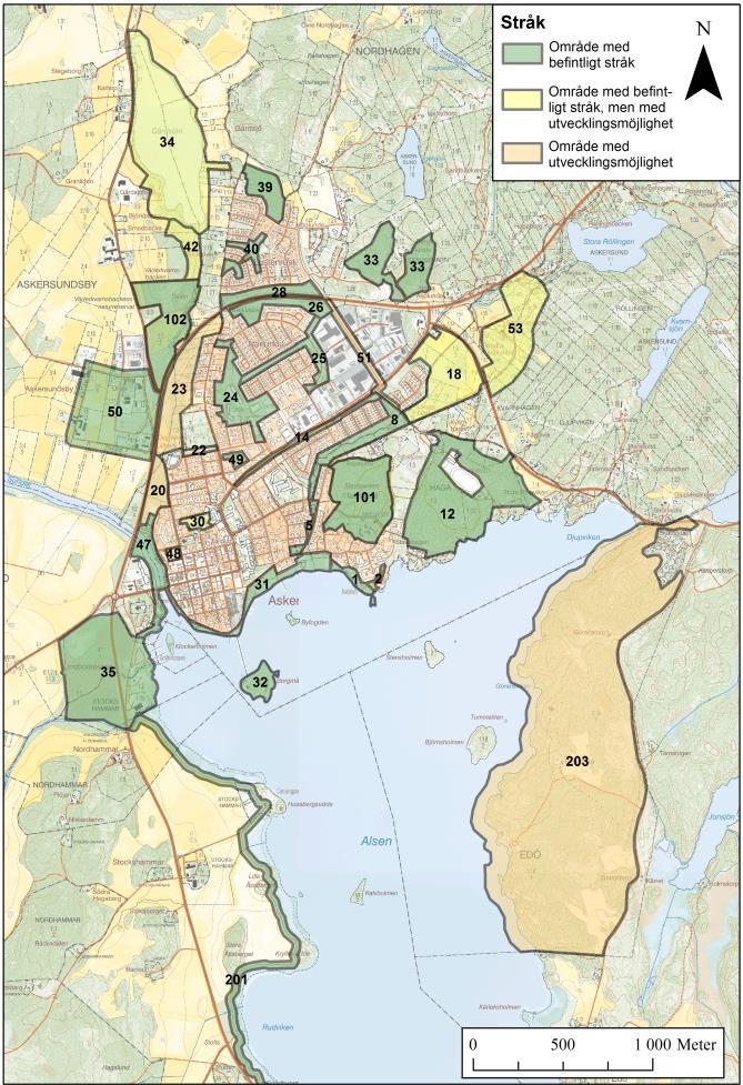 Borgmästarholmen, upp som ett uppskattat område. Från förskolors håll har område 102, Väderkvarnsbacken, område 33, 38 och 31, Stadsparken, lyfts fram som viktiga områden.