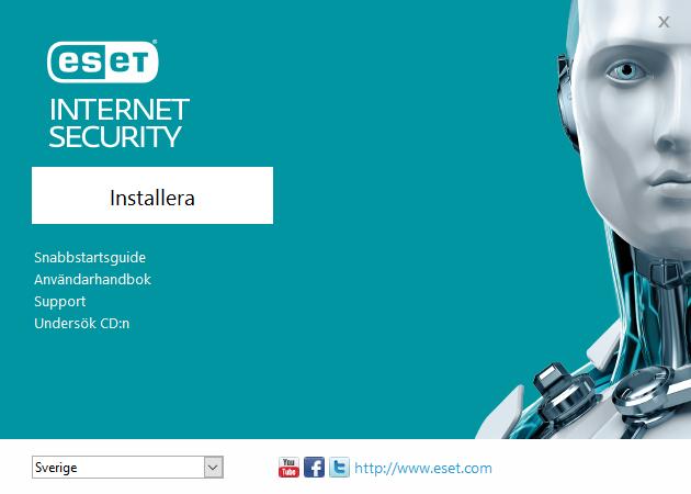 Installation Starta installationen Du kan starta installationsguiden på ett av följande sätt: ESET Internet Security innehåller komponenter som kan komma i konflikt med andra antivirusprodukter eller