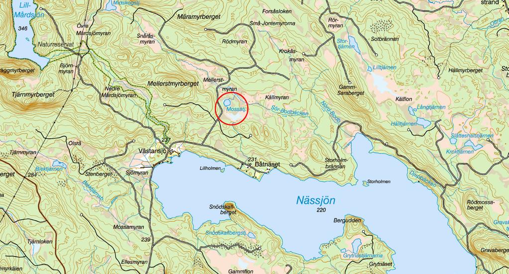 Mossatjärnen Ramselekratern Mossatjärnen ligger strax norr om Nässjön, ca 15 km nordväst om Ramsele i Ångermanland (fig. 15).