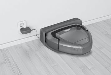 Robot umiestnite do nabíjacej základne Ikona akumulátora bude blikať, čo znamená, že robot sa nabíja. atteri / laddningsstatus Stav akumulátora/nabíjania C D 1.
