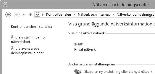 Windows 8.1/Windows 7 1 Gå till Nätverks- och delningscenter. Välj Nätverk och internet > Nätverks- och delningscenter i Kontrollpanelen.