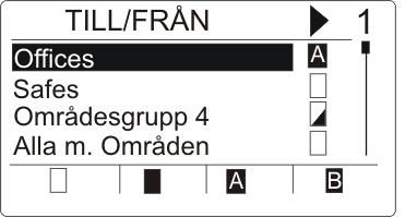 7 Flerområdesvy Tillkoppla och frånkoppla systemet 7 Flerområdesvy 7.1 Tillkoppla och frånkoppla systemet Mata in giltig användarkod. Namnen på områdena eller områdesgrupperna visas.