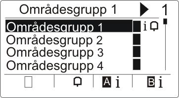 Larmet visas med den blinkande symbolen och den blinkande lysdioden. OBSERVERA Det finns en fast funktionstangentstilldelning för att tillkoppla/deltillkoppla/frånkoppla områden eller områdesgrupper.