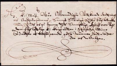(A) 3 Vackert Kurirbrevsomslag daterat 21 augusti 1637 sänt till Stockholm med litet rött