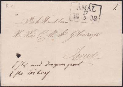 (A) 39 Adressbrev från Halmstad till Falkenberg daterat 13 oktober 1838.