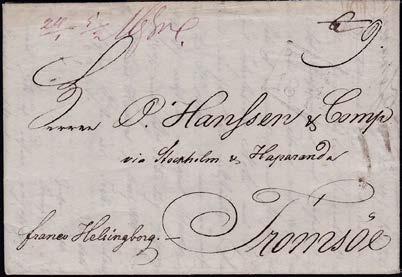 51 52 53 51 Vackert brev med innehåll från Altona, Tyskland 21.1.1840 med notering via Stockholm &
