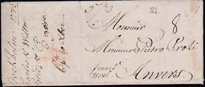106 Rakstämpel Stockholm på brev med innehåll daterat 6 november 1772 till Anvers,