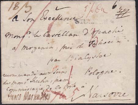 (A) 600 107 Delbetalt brev med innehåll från Stockholm 6 mars 1781 till Polen, via