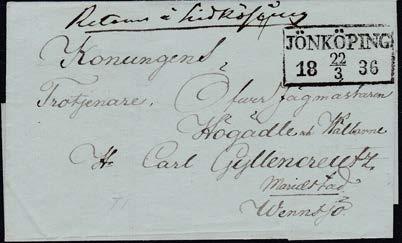 (A) 300 119 2 brev med anteckningar om retur för eftersändning. Carlstad 27.9.1855 till Norrtälje med anteckning Retour a Uppsala samt Jönköping 22.
