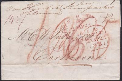 (A) 133 England 1831, Brev med innehåll från Sunderland AP 20 1831 till Carlscrona med