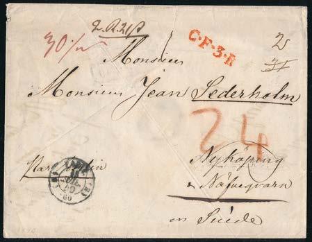 (A) 134 Finland 1845, Brev med innehåll från Åbo 19/8 med Rakstämpel, transit K.S.N.P.
