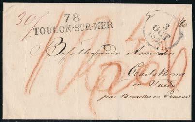 136 Frankrike 1828/1833, Lot med 2 st brev till samma militära adress Befälhavande