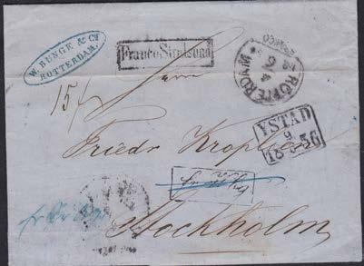 sänt via Hamburg, Stralsund och Ystad 9.6.1856.