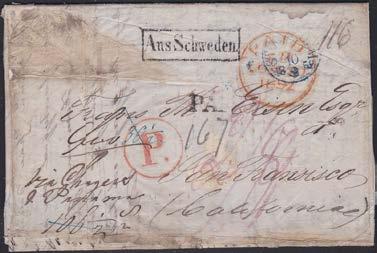 (A) 800 177 2 obetalda brev från samma korrespondens från Cimbritshamn till New York 1874. Bägge breven har POR- TO. stämpel inom ram och lösen noteringar.