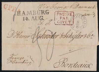 (C) 800 193 Lot med 8 st brev 1817-1864 sända till Norge från utlandet, alla transit