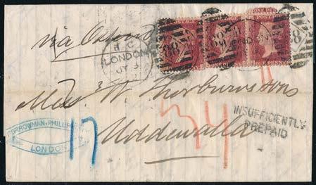 202 Ex 203 Ex 201 Lot med 18 st intressanta brev sända till/från England 1840-1872.