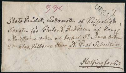 206 Lot med 4 st tidiga brev till Finland: Upsala rakstämpel 1821 till