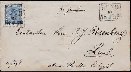 Avstämplat Stockholm 9.10.1869 och sänt till Haag. Vacker FRANCO. inom ram slagen på framsidan, transit PKXP nr 2, 11.