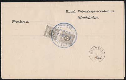 (C) 300 238 Frankosedel (Frankozettel blankett nr 64) med lösenmärken motsvarande 207 öre på baksidan (2x 1 öre F.