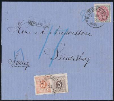 1874 (A) 243 Lot med 3 st Lösenbelagda försändelser: 5+