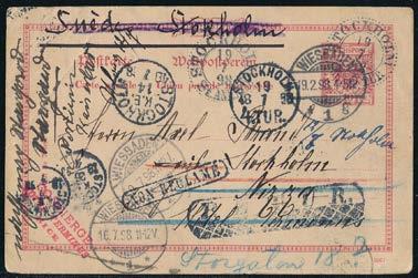 t.14 avstämplad PKXP No 3 NED 9.4.1875 och sänt till Leipzig, Tyskland. Känd 1873-1875, Facit 5.000 kr.