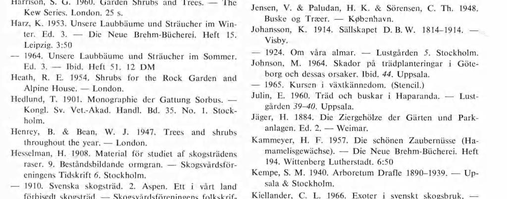 335 pp. Gustavsson, A. 1964. Dendrologiska anteckningar från Gävle. Lustgården 44. Uppsala. Gyllenstierna, A. 1922. Krapperups park och trädgård. Ibid. 3. Stockholm. Göritz, H. 1960.