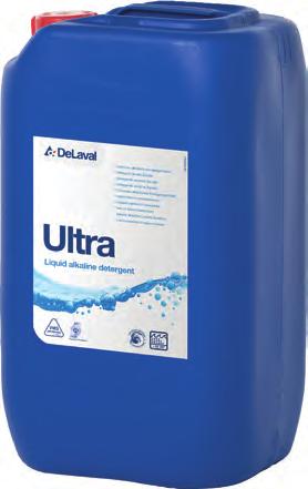 desinficerar samtidigt. Ultra är det effektivaste alkaliska diskmedlet i bland DeLaval flytande diskmedel.