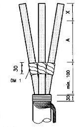 Inomhusavslut 3-ledare typ CHE-I Spänning Avmantling A Antal (kv) (mm) kragar/fas 12 kv 170-24 kv 270 1 36 kv 350 2 L = kabelskons insticksdjup 1)