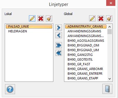 Observera att egna linjestilar med egna namn inte kan exporteras till dwg.