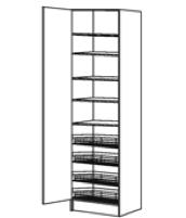 Garderober HTH Standardutförande: Model Dekor slät vit Handtag Stål Nude 128mm Inredning: 1 hylla och en klädstång 11 Ingår 4 styck Byte av garderob till linneskåp Inredning: 5 hyllor och 4