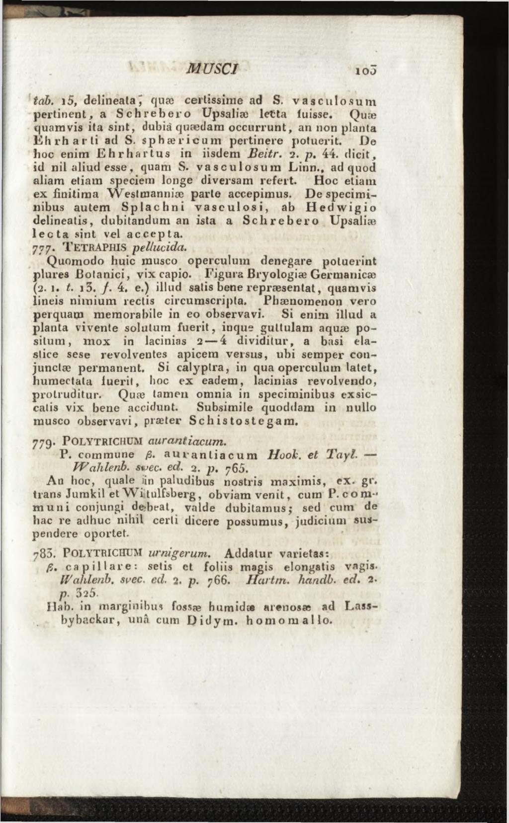 tab. 15, delinealai quæ certissime ad S. vasculo.sum pertinent, a Schrebero Upsaliæ letta fuisse. Quæ quamvis ita sint, dubià quaedam occurrunt, ari non planta Eli rh arti ad S.