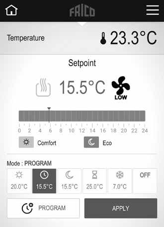 SE PF Smart App Veckoprogram Fem stycken förinställda veckoprogram (Mall 1-5) och möjlighet att lägga in eget för varje rum/zon.