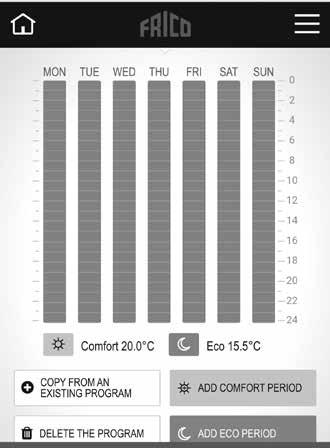 klockslag i den miljön det används. Den kan avaktiveras, på hubben eller på PFS. 3 1 4 2 1 Lägg till komfortperiod. 2 Lägg till ecoperiod (reducerat läge).