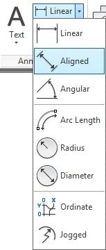 Klicka på pilen vid dimensionslinje-knappen och välj Aligned.