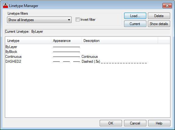 Då visas fönstret Linetype Manager (samma som när