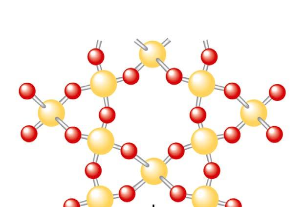Avsnitt 10.5 Kol och kisel: kovalenta nätverk Kvarts Bindningsstruktur i kvarts (empirisk formel SiO 2 ).