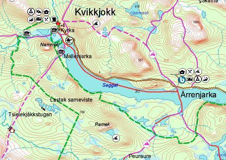 Strax öster om Tjåmotis passerar vägen på en ca 98 m lång bro över Blackälven, se även avsnitt Kulturmiljö.