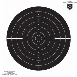 Del I. Militär snabbmatch I.6 Mål Skjuthandbok I.6.1 Allmänt Målet utgörs av snabbpistoltavla. Spegel är tillåten. Skjutavstånd 25 m ±0,25.