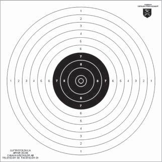 Del K. Luftpistolskjutning K.6 Mål Skjuthandbok K.6.1 Allmänt Luftpistoltävling skjuts mot Luftpistoltavla 10 m.