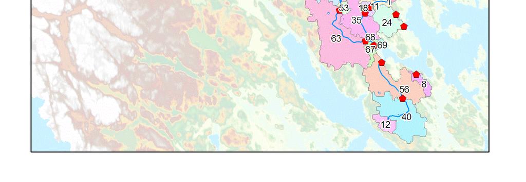 1 Vattenföring (l/s) S-HYPE 21: Det stora sjöåret Vertikal och horisontell uppdelning