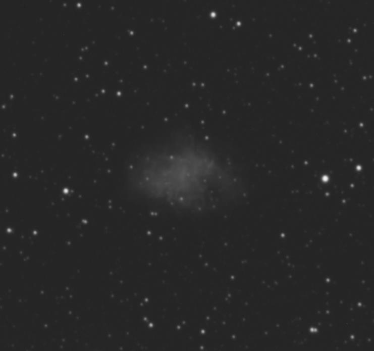 10x300s luminans där de centrala delarna av M1- nebulosan som hettas upp av pulsaren och ackretionsdisken syns