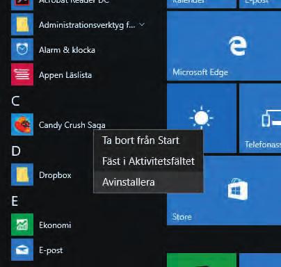 ÖVNING Installera appar Precis som i Windows 8 går det att installera appar direkt från Microsofts app-butik Store, som