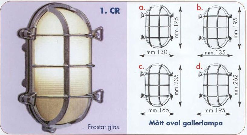 Typ 1b oval gallerlampa i mässing 690kr För fast utvändig