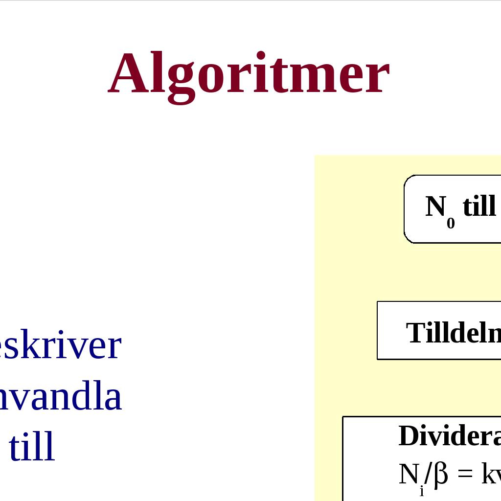 Algoritmer I instruktionsboken för ett frysskåp finns under rubriken