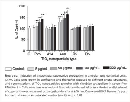 Olika partikelmorfologier av samma material (TiO 2 ) ger olika svar på oxidativ stress i lungepitelceller Sammanfattning Nanoteknologin kan erbjuda nya material och produkter av stort värde för